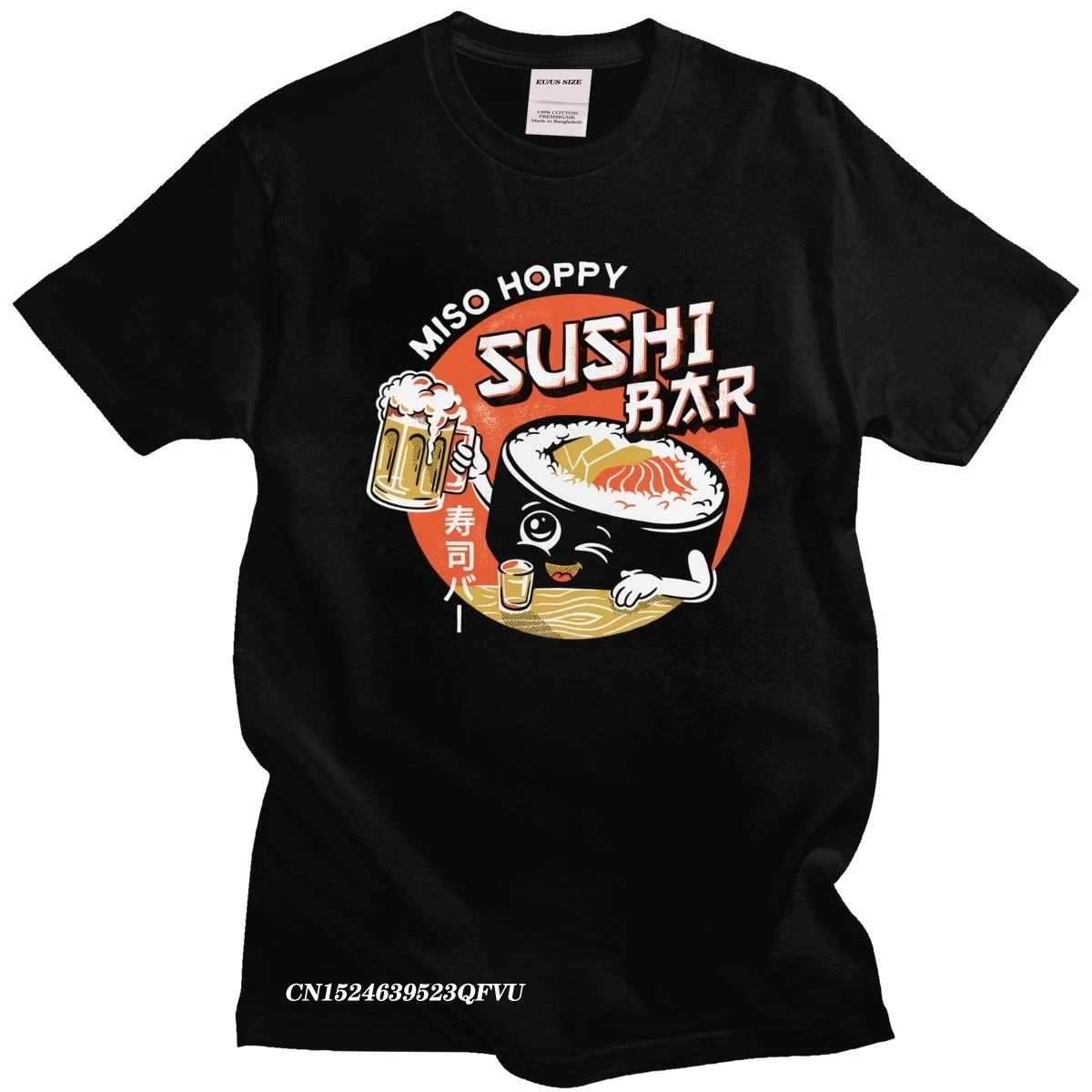 Kawaii Male Beer Homme Short-Sleeve Japanese Sushi Cotton Tshirt Summer Alcohol Drunk T-Shirt Drinking Harajuku Shirt Clothes