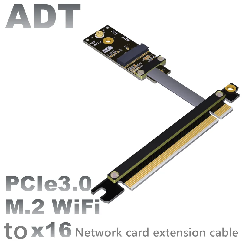 

PCIe x16 to M.2 A.E. key WiFi adapter extension cable Wireless network card flat cable PCIe3.0x1 ,gen3 8G/bps