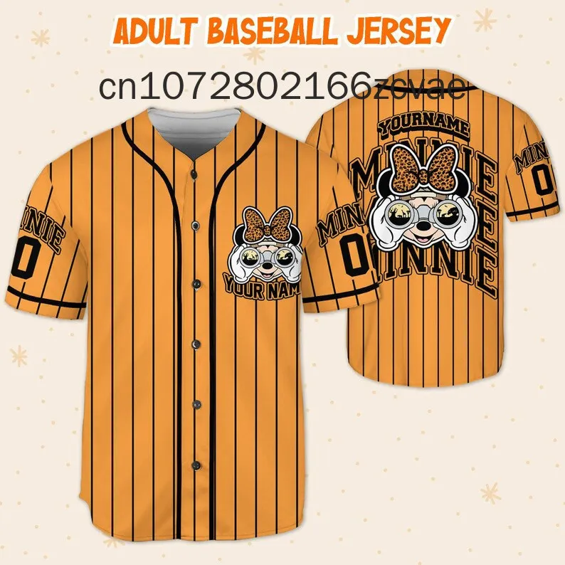 New Disney Safari Baseball Jersey Street Fashion Customized Name Men's and Women's Children's Short sleeved Baseball Shirt y2k