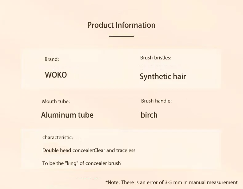 WOKO Double Head Concealer Brush Finger Concealer Makeup Brush & Tip Head Concealer Brush Facial Blemish Coverage Makeup Tool – Detail 17
