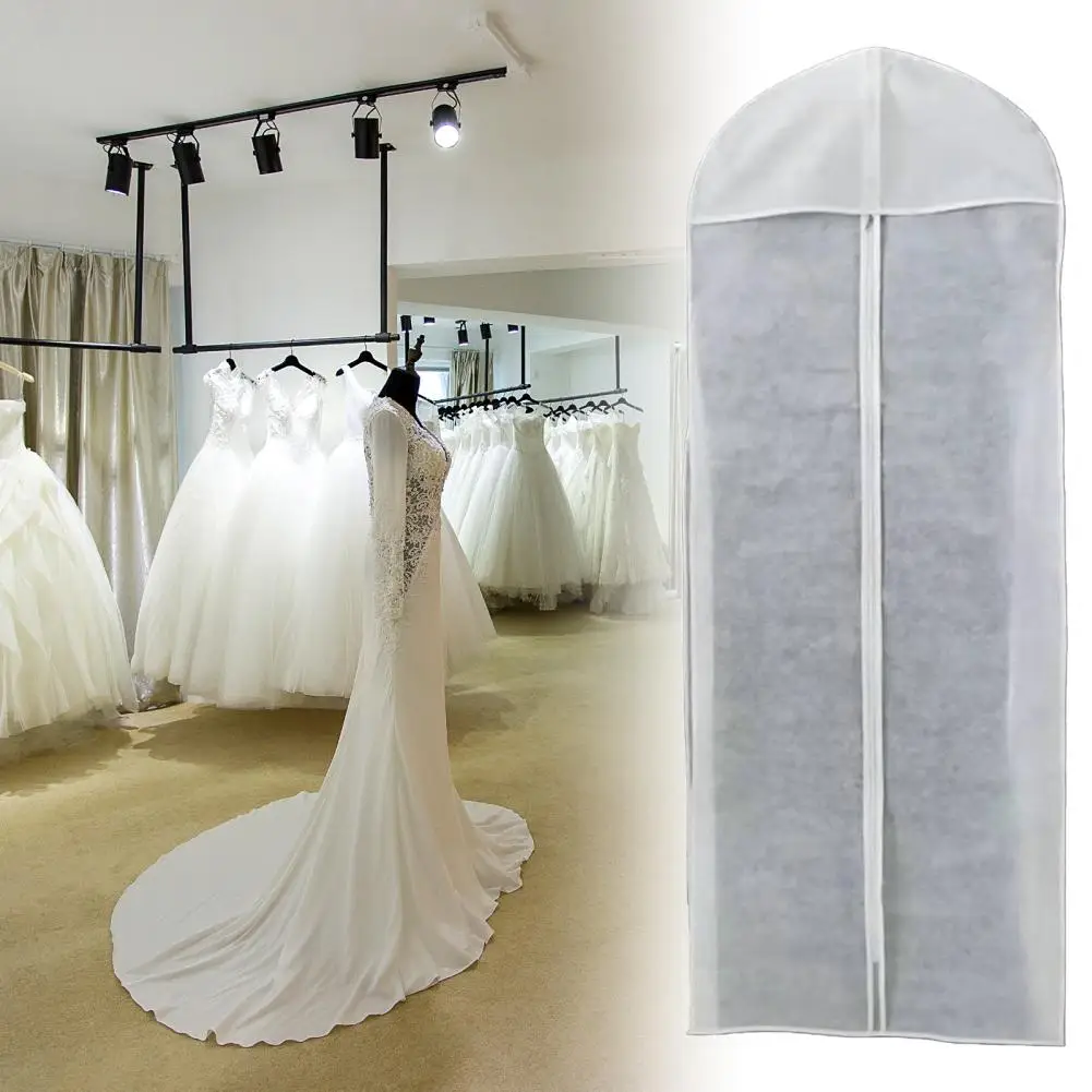 Dust Cover High Capacity Dustproof Breathable Zipper Closure Long Garment Wedding Dress Protector Cover Household Supplies