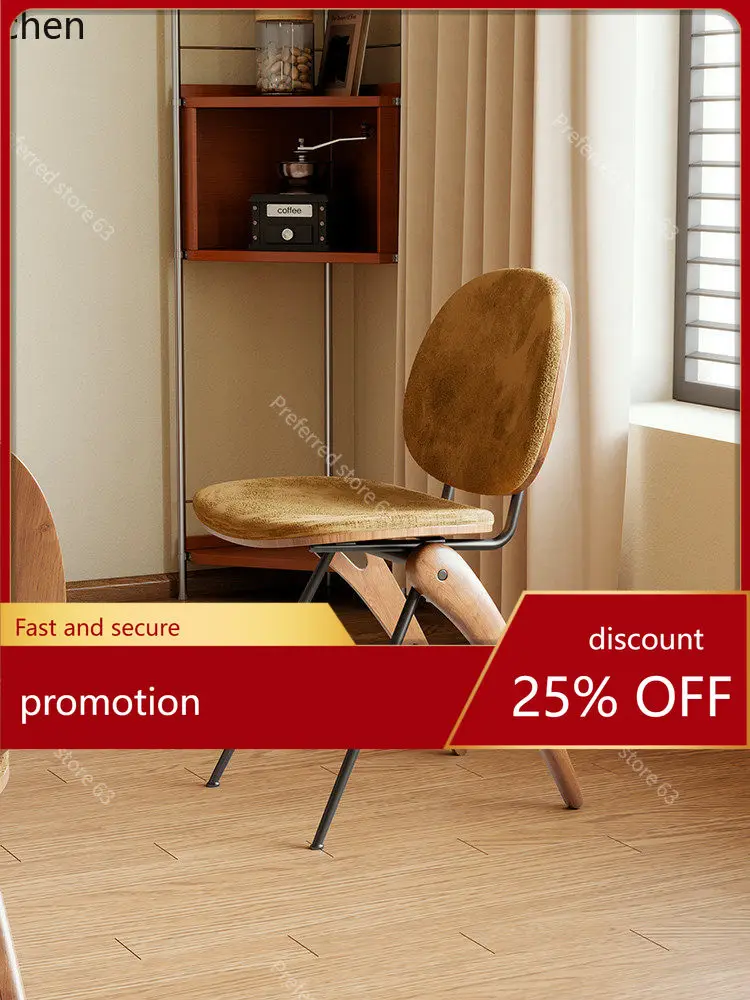 

CZ Vintage Style Solid Wood Dining Chair Home Use White Ash Wood Dining Table Chair Retro Stainless Steel Coffee Shop Chair