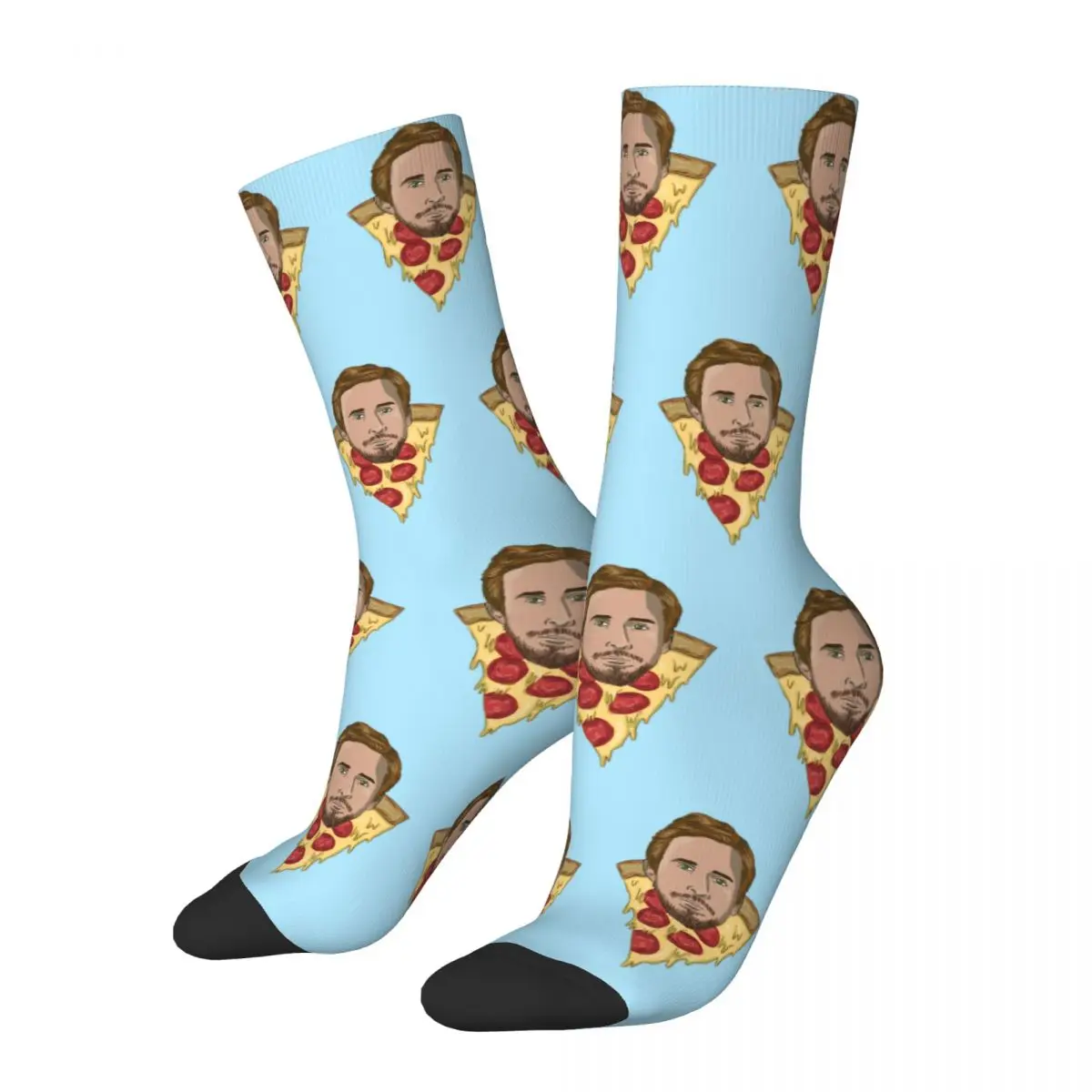 Fashion Funny Pizza Ryan Gosling Theme Design basket Crew Socks Stuff primavera autunno inverno Parody Warm Crew Socks traspirante