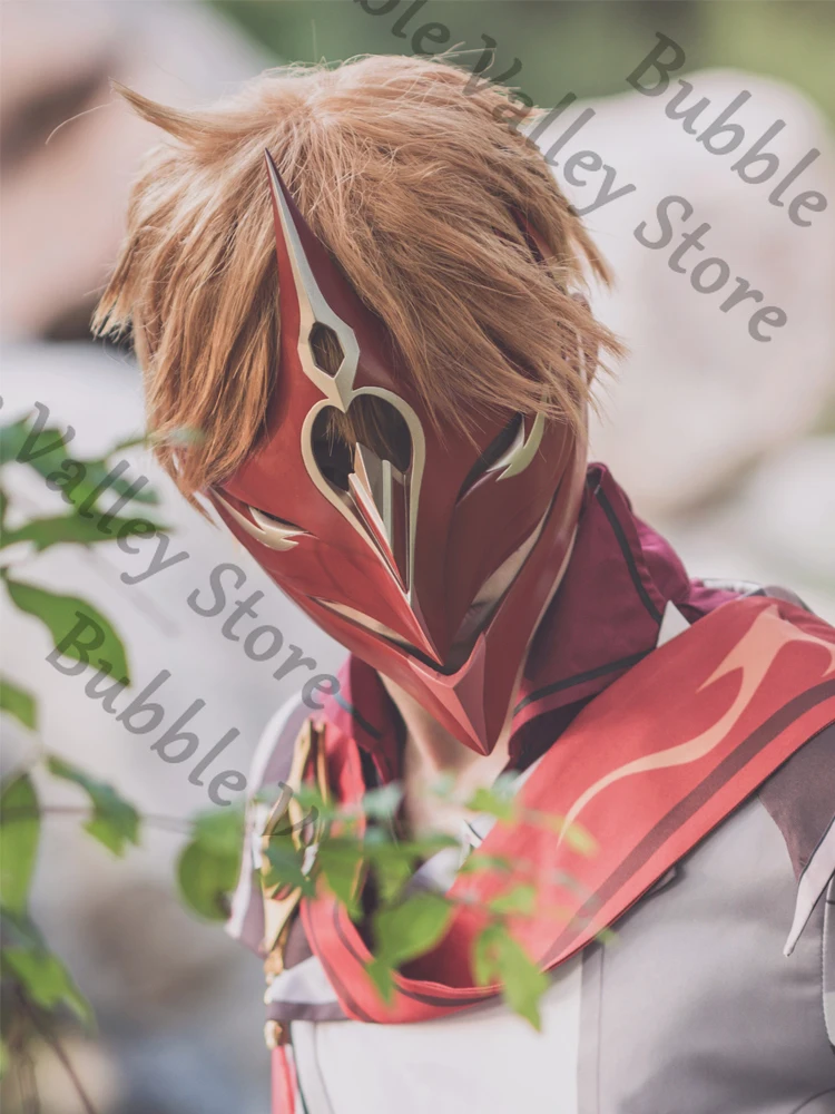 

Anime Genshin Impact Fatui Tartaglia Cosplay Face Mask Prop Cartoon Masks Wearable Comic Exhibition Props Equipment Adorn Gift