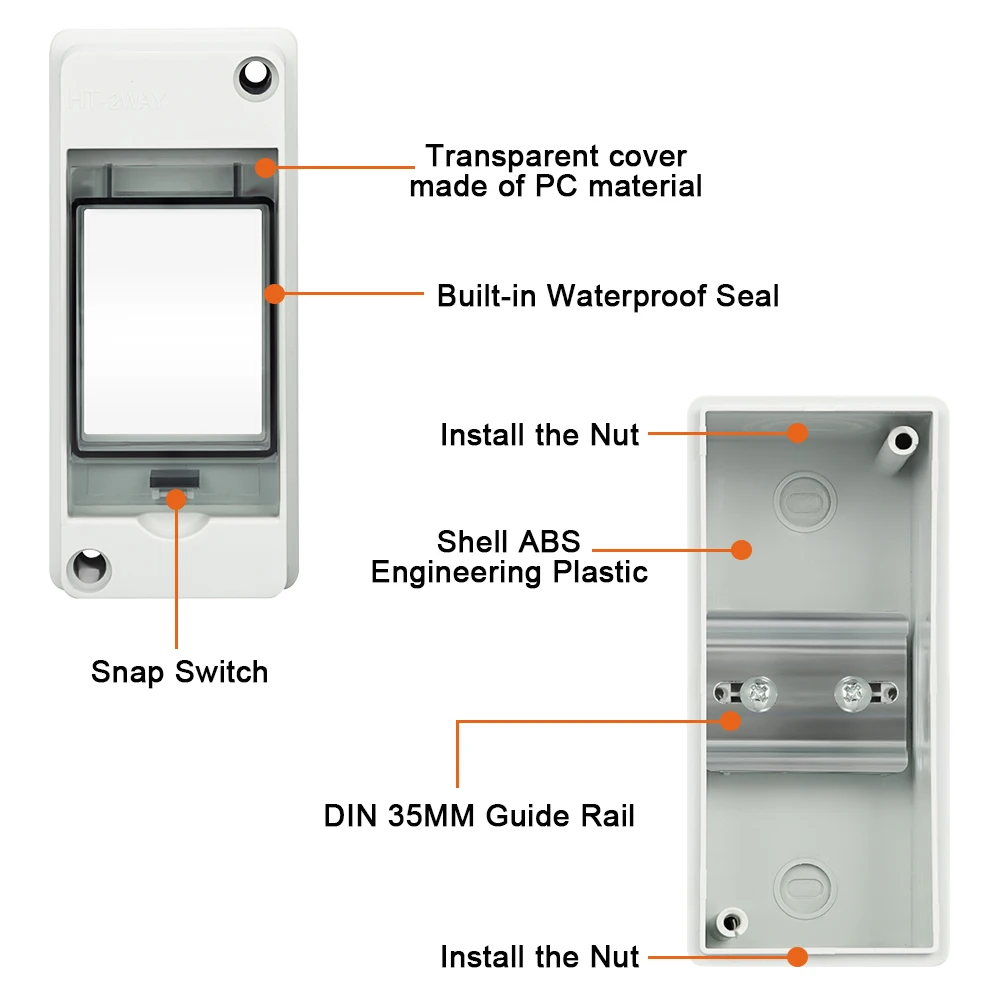 HT-2 WAY IP65 DC Circuit Breaker Waterproof Distribution Box PC/ABS Plastic Outdoor Electrical Junction Box Photovoltaic image 5
