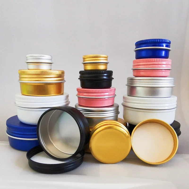 5/10/15/20/30/50/60g Empty Mini Aluminum Box Lids Tin Cans Round Metal Ceam Jar Cosmetic Containers Available in Multiple Colors