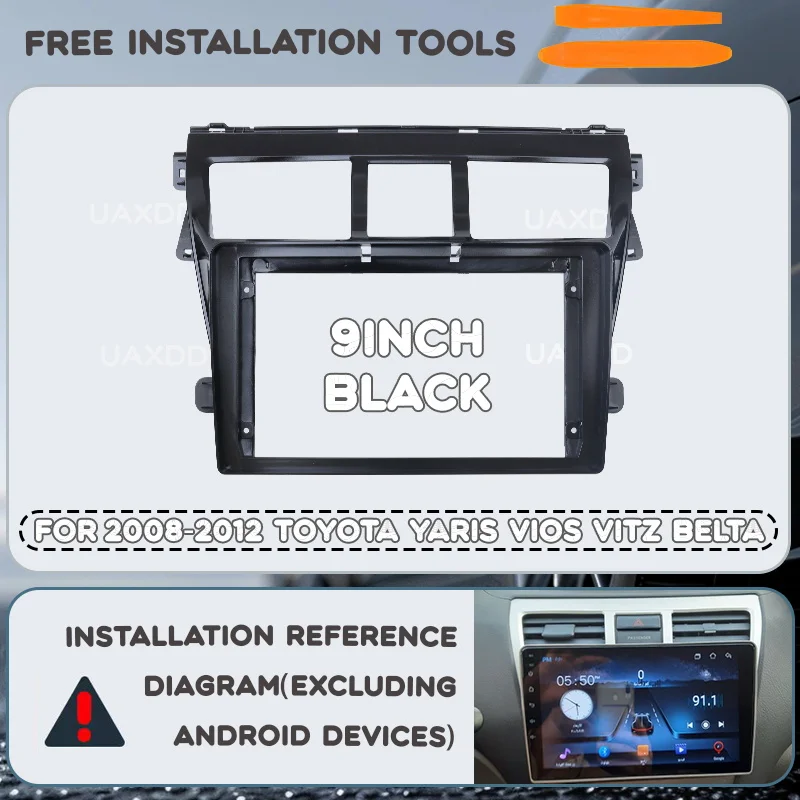 Für 2008-2012 Toyota Yaris Vios Vitz Belta 9-Zoll Auto-DVD-MP5-Radio Android-Rahmen Videoplayer Armaturenbrett Multimedia-Kit Kabelbaum