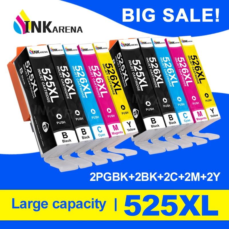 

INKARENA PGI525 For Canon PGI 525 CLI 526 Ink Cartridge For Canon PIXMA IP4850 IP4950 IX6550 MG5150 MG5250 MG5350 Printer