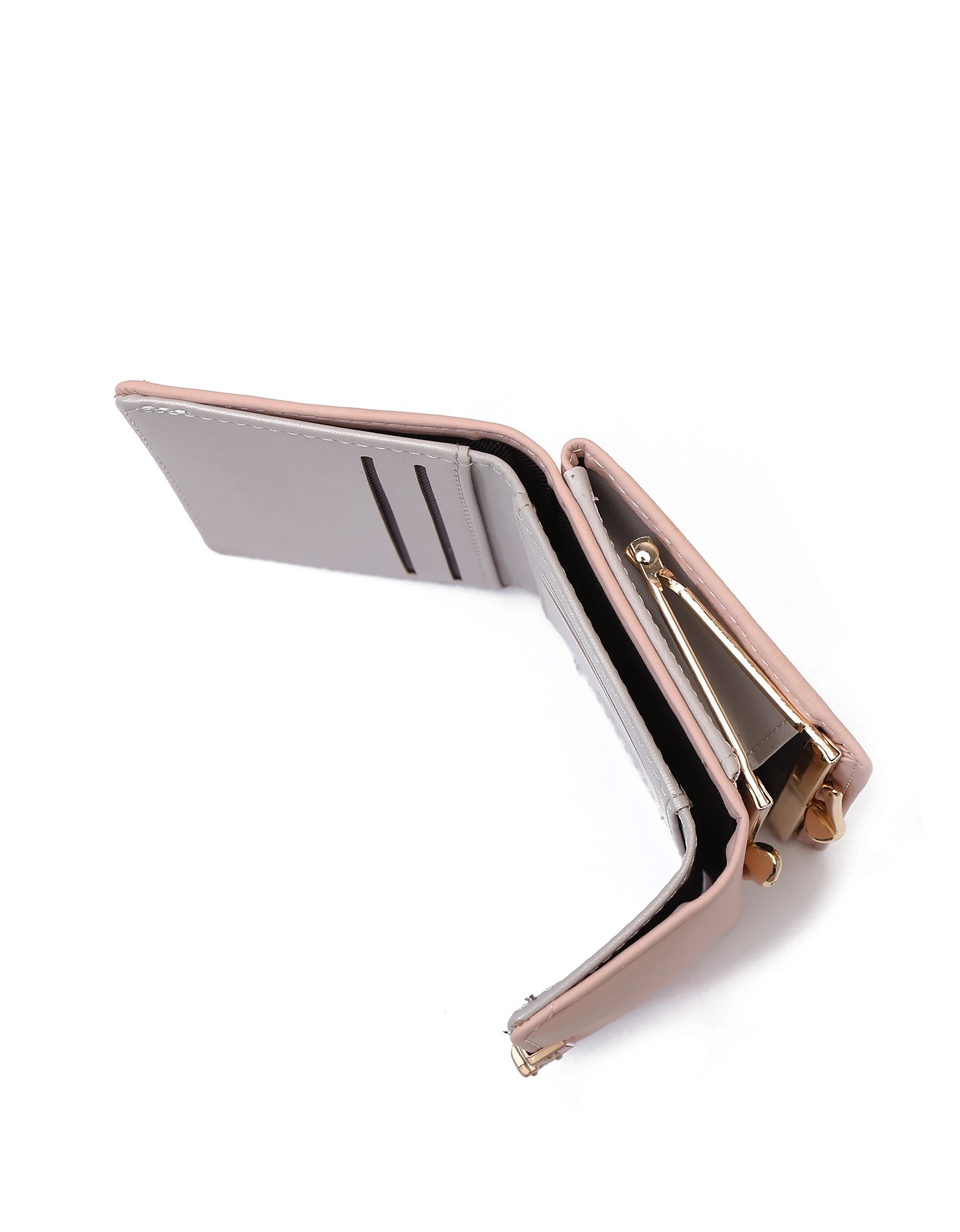 Dompet Wanita Musim Panas Baru Korea PU Dicetak Gesper 3 Tas Lipat Sederhana All-In-One Pendek Wanita Klip Uang Multi-kartu Penutup Lipat