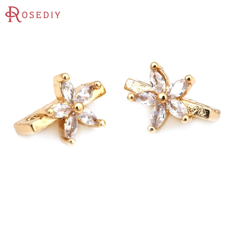

10PCS 18K Gold Color Brass and Zircon Connect Bracelets Necklaces Spacer Beads High Quality Jewelry Making Diy Accessories