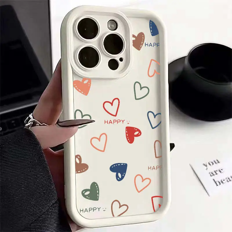 حافظة ملونة على شكل قلب الحب لهاتف Xiaomi MI 14T Pro 13 12 11 Lite 5G NE 12T 13T 14 POCO X6 X5 X3 F5 Pro F3 GT F4 M3 M6 Pro