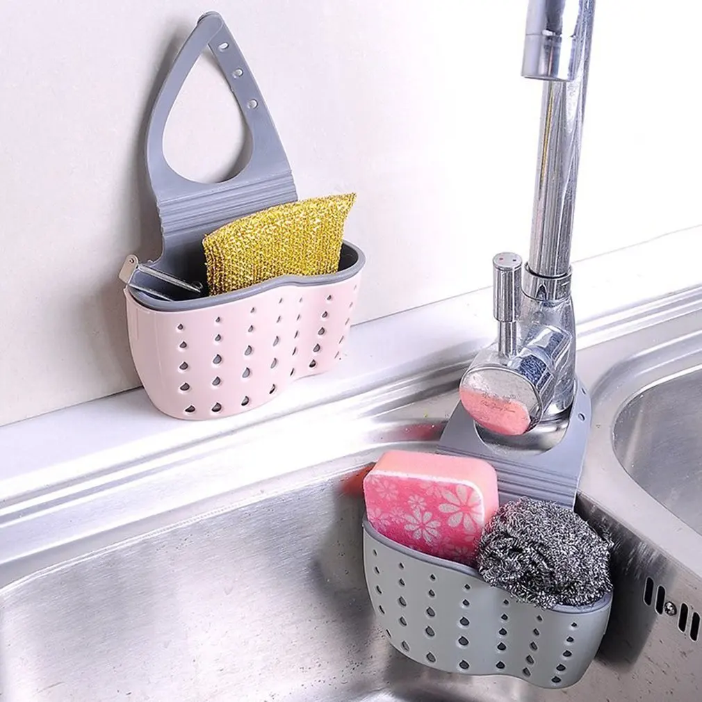 Kitchen Utensils Sink Drainer Hanging Basket Useful Suction Cup Sink Shelf Soap Sponge Rack Kitchen Sucker Storage Tool