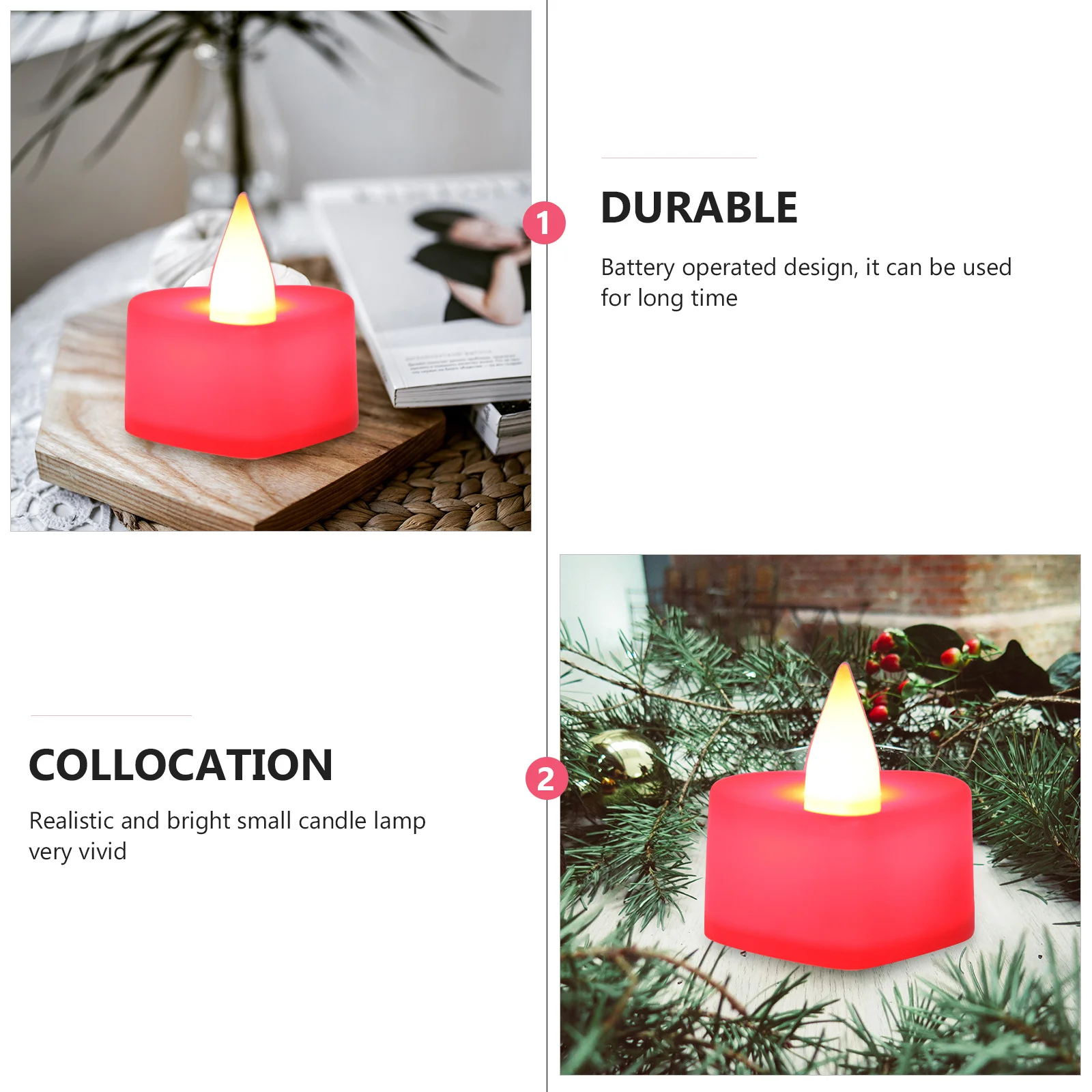 

24Pcs LED Heart Shape Electronic Lights Flameless Tealights Romantic Party Decoration Operated Red Lamp