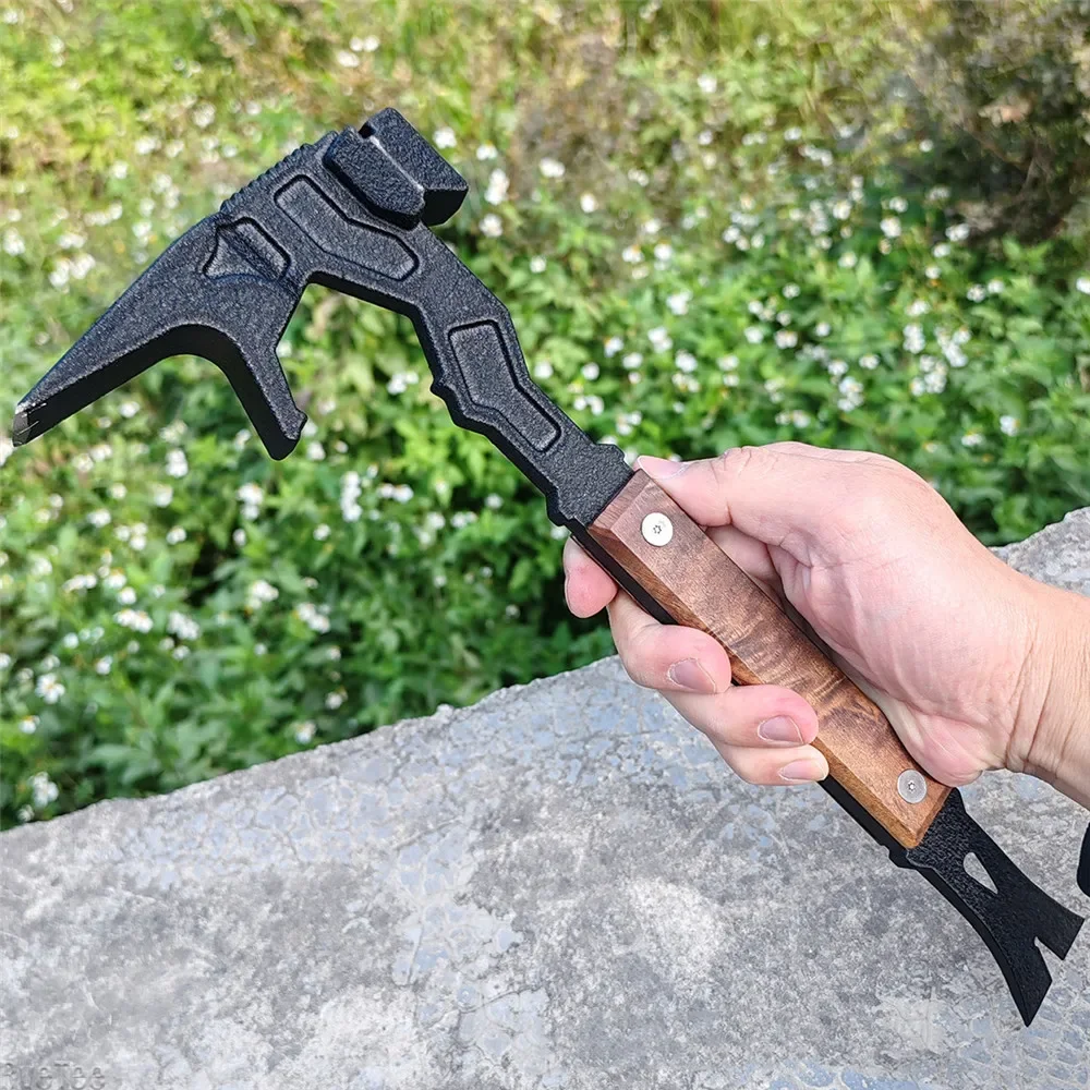 Multifunctional Camping Equipment Axe Splitting Wood Hunting Demolition Tools Wooden Handle Double Headed Axe Survival Stuff