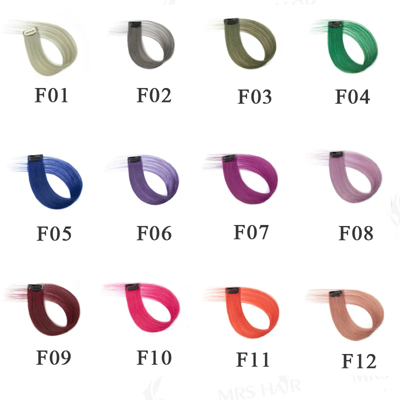 12 وصلات شعر ملونة بمشبك في 16 بوصة وصلات شعر ملونة مستقيمة للأطفال والبنات خصلات ملونة لهدايا الحفلات #4