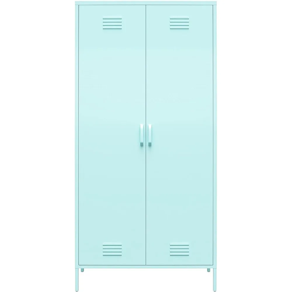 Cache Tall 2 Door Metal Locker Cabinet, Mint