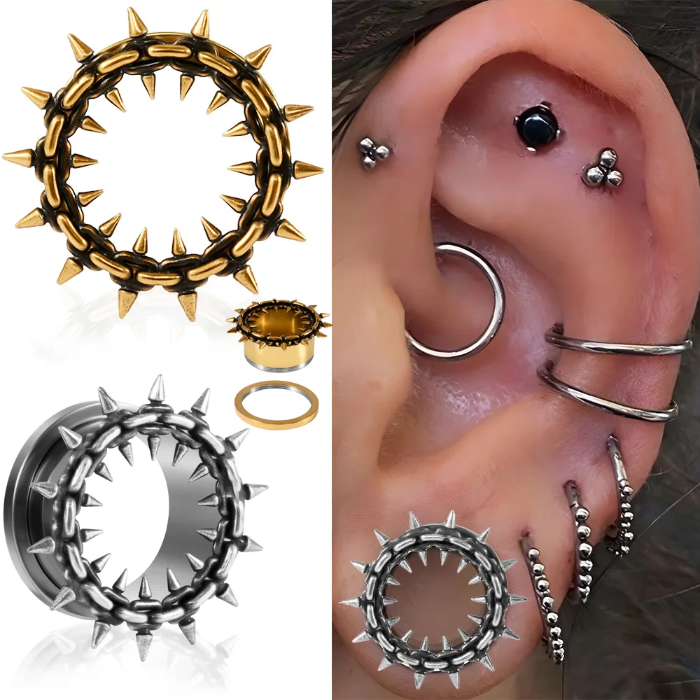 1/2PCS Multiple Pieces Cone Stainless Steel Pully Ear Plugs Tunnel Gauge Stretching Expander 8-25MM Body Piercing Jewelry