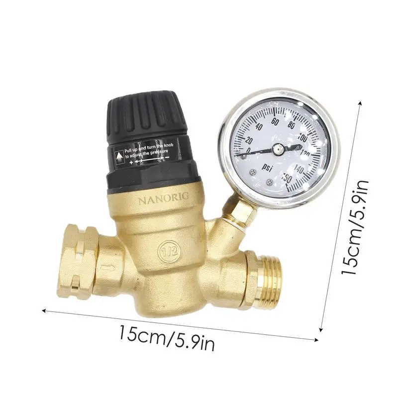 Adjustable Water Pressure Reducer Brass Lead-Free Water Pressure Regulator Adjustable Handle Brass Reducer Valve Water Pressure