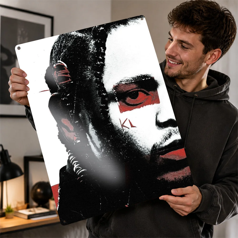 Kendrick Lamar DAMN Portrait Aluminum Poster Graphic Wall Art For Listening Room Customized Metal Sign Music Lover Gift Idea
