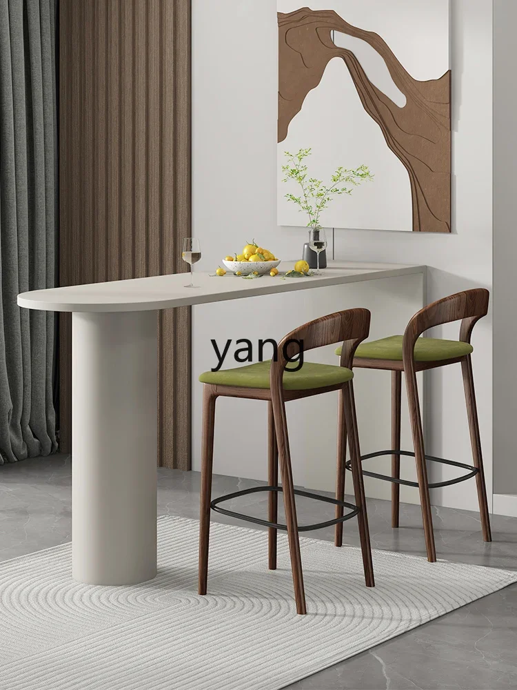 Yhl Solid Wood Backrest Bar Stool Home Affordable Luxury Fashion Black Walnut Bar Stool