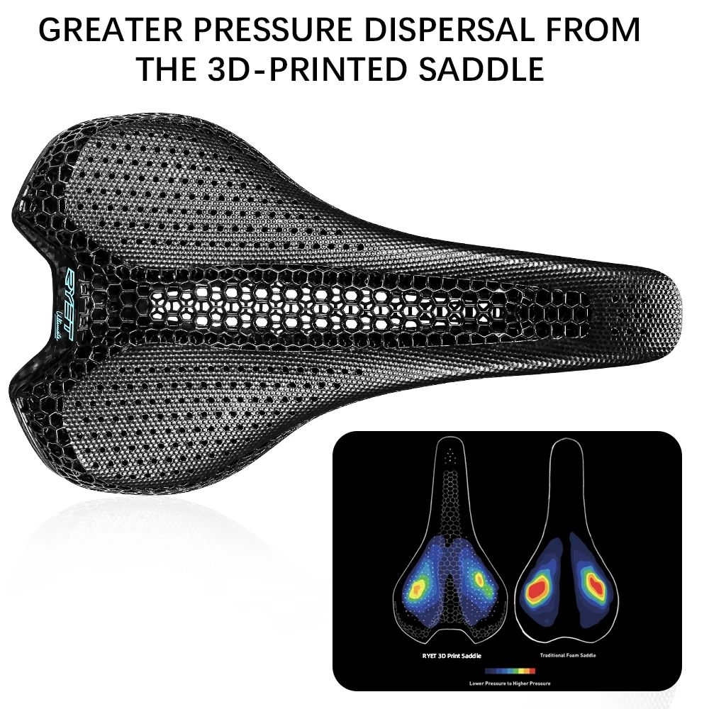 RYET Full Carbon 3D Printed Bike Saddle 143mm 145mm Bicycle Saddle Triathlon Road MTB Mountain Gravel Cycling Bicycle Seat