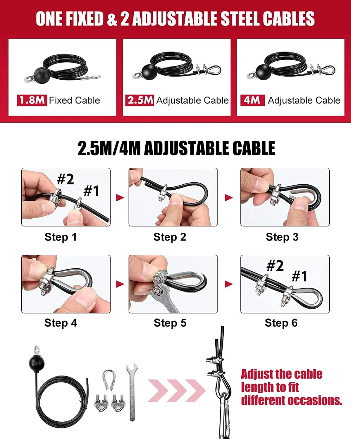 An der Wand montiertes DIY-Riemenscheiben-Kabel-Maschinenbefestigungssystem, Bizeps, Trizeps, Krafttraining, Sport, Workout, Fitnessgeräte-Set – Detail 3