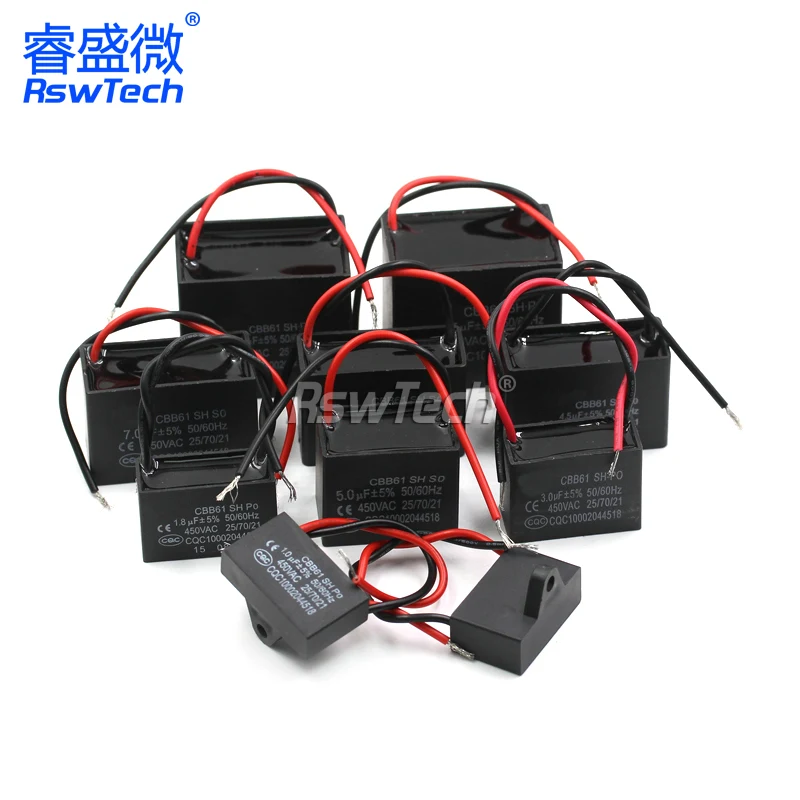 CBB61 starting capacitance AC Fan Capacitor 450V CBB Motor Run Capacitor 1UF 1.2UF 1.5UF 2UF 2.5UF 3UF 3.5UF 4UF