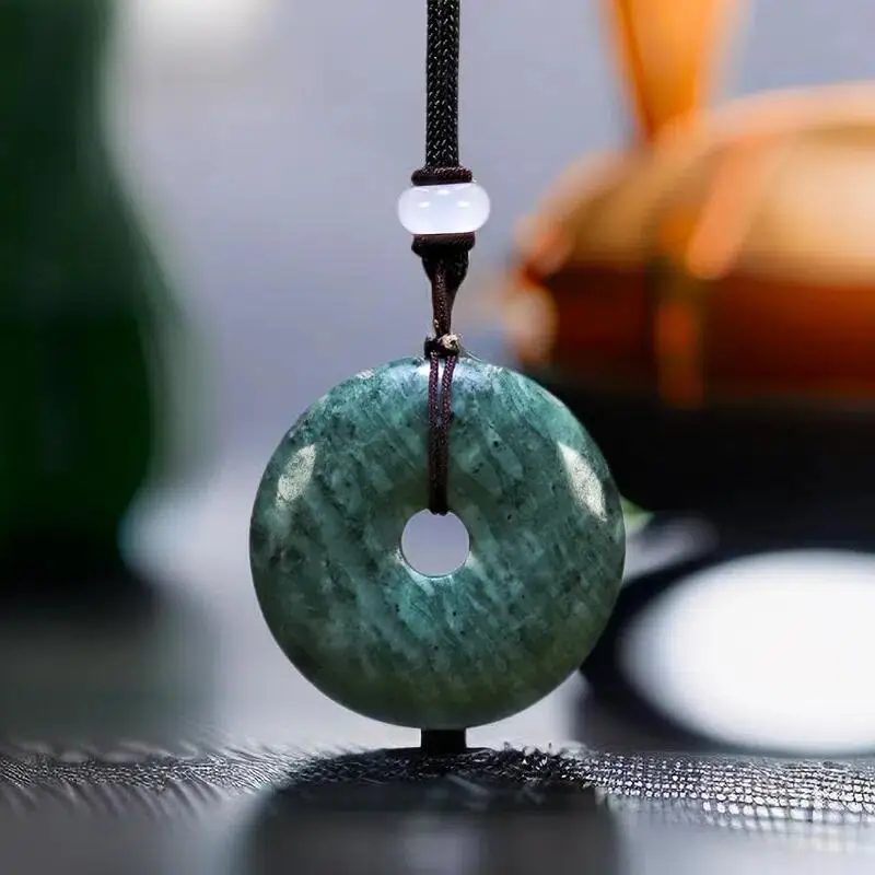 Natural Real Jade Donuts Pendant Necklace Amulet Designer Carved Jewelry Gifts for Women Men Accessories Stone Talismans Luxury