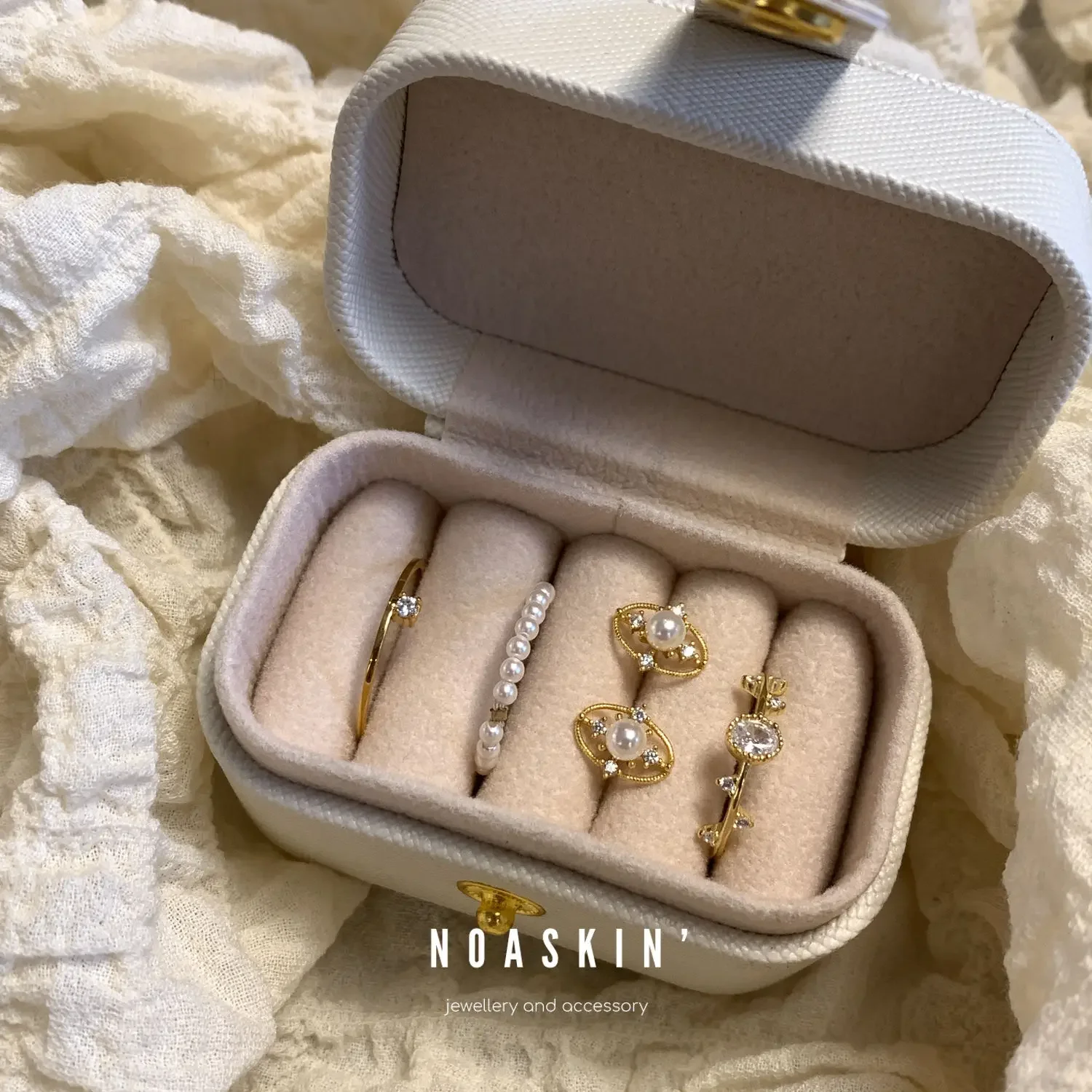 صندوق خاتم صغير محمول منظم مجوهرات صغير عرض السفر بسيط هدية صغيرة صناديق جلدية حامل قلادة القرط