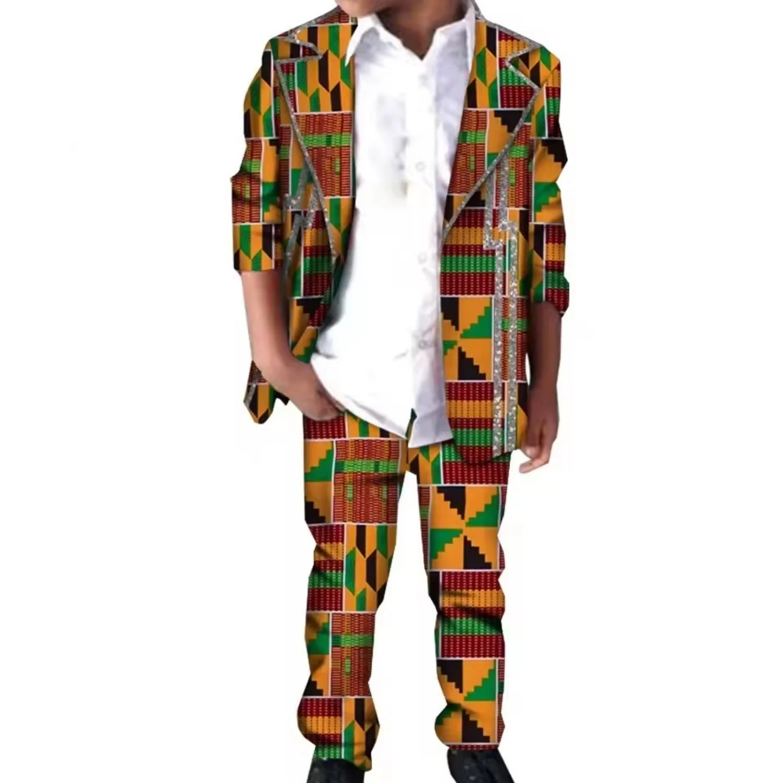 

Формальный комплект брюк Ankara для мальчиков, брюки и верхний костюм с африканским принтом, праздничный наряд для маленьких мальчиков, индивидуальный размер, наряды для особых случаев