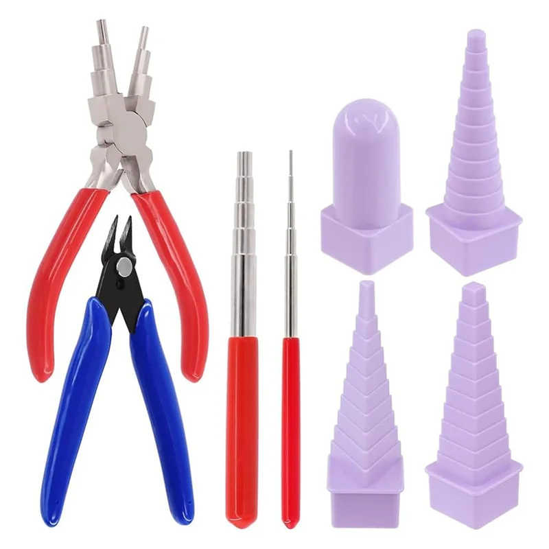 

B97A-Jewelry Making Tool Kit Set 8-Piece Wire Winding Set With 6-In-1 Bail Making Pliers Mandrels, And Pliers, For Jewelry