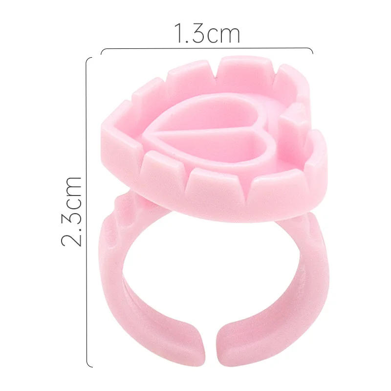 Glue Rings Disposable 100pcs New Heart Shape Eyelash Extension Finger Holder Rings Cup For Eyelashes Extension Tattoo Pigment