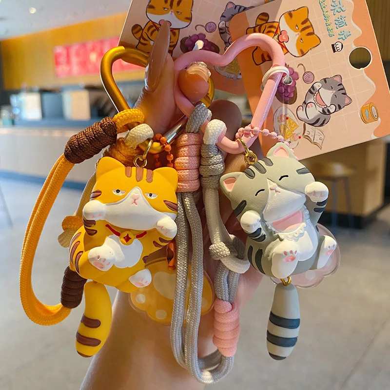 

Cute Tail Wagging Cat Cat Keychain Cartoon Kitten Resin Pendant Girl Bag Accessories Student Schoolbag Key Chain Ring Pendant