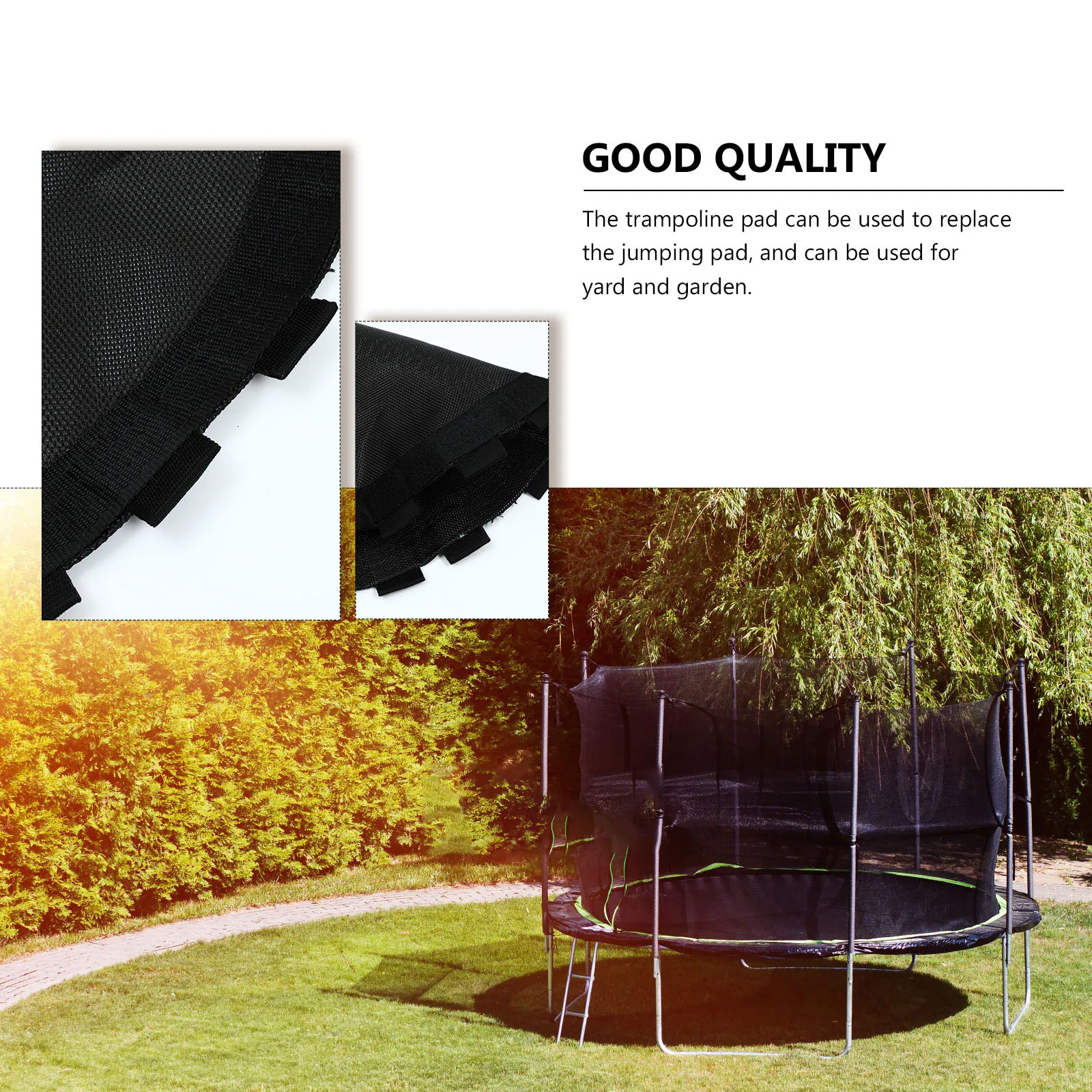 

1pc Trampoline Replacement Jumping Mat Round Black Mesh Cloth For Outdoor Use Durable Uv Resistant Heavy Duty Reusable Fitness