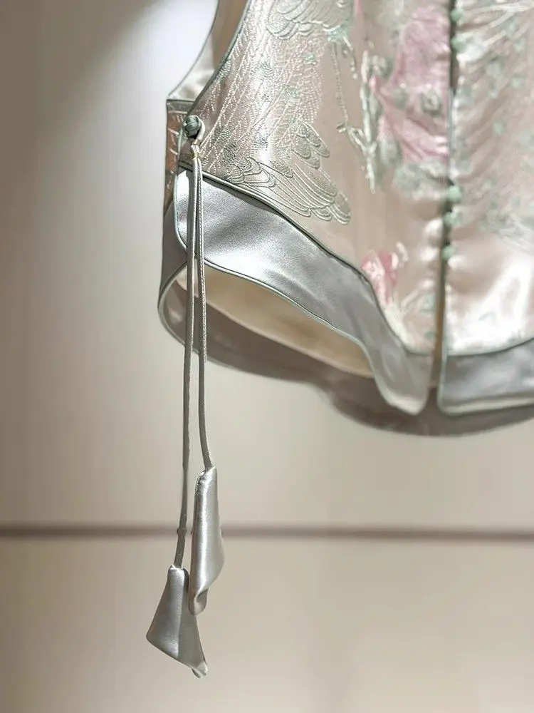 Embroidered Satin Silk Vest Women Chinese Style Vintage Vest Sleeveless Retro Tops Female Autumn New Fashion