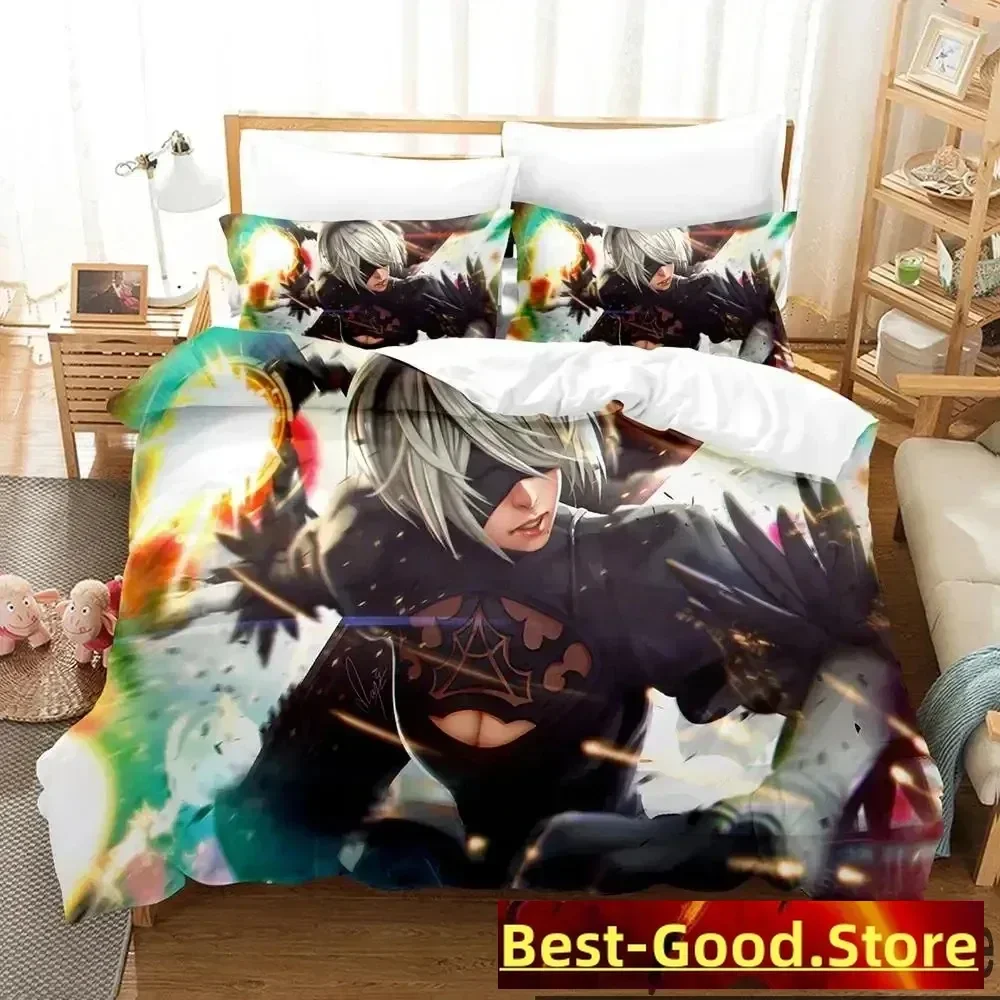 

Anime NieR Automata 2B Game Bedding Set Duvet Cover Bed Set Quilt Cover Pillowcase Comforter king Queen Size Boys Adult