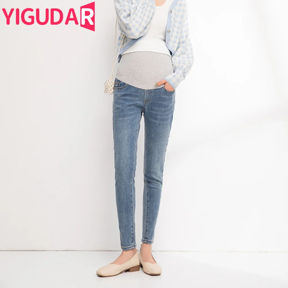 

Denim Jeans Maternity Pants For Pregnant Women Clothes Vintage Abdominal Pencil Pants High Waist Trousers Pregnancy Jeans New