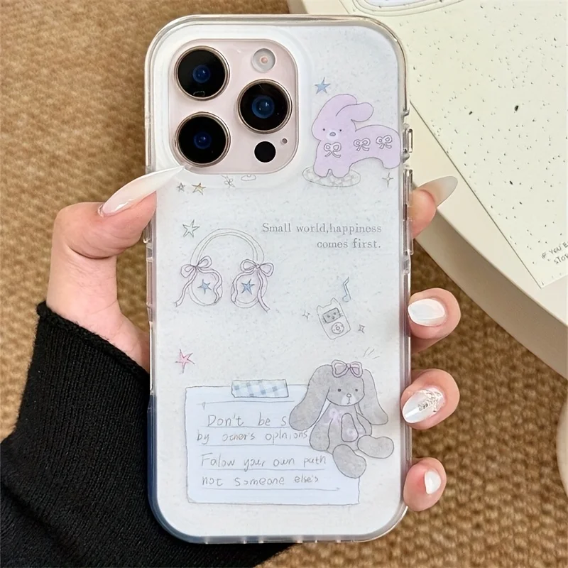 INS Dreamy Rabbit Handyhülle für Samsung Galaxy S25 S24 S23 S22 S21 FE Ultra Plus 4G 5G Federstruktur Rückseite