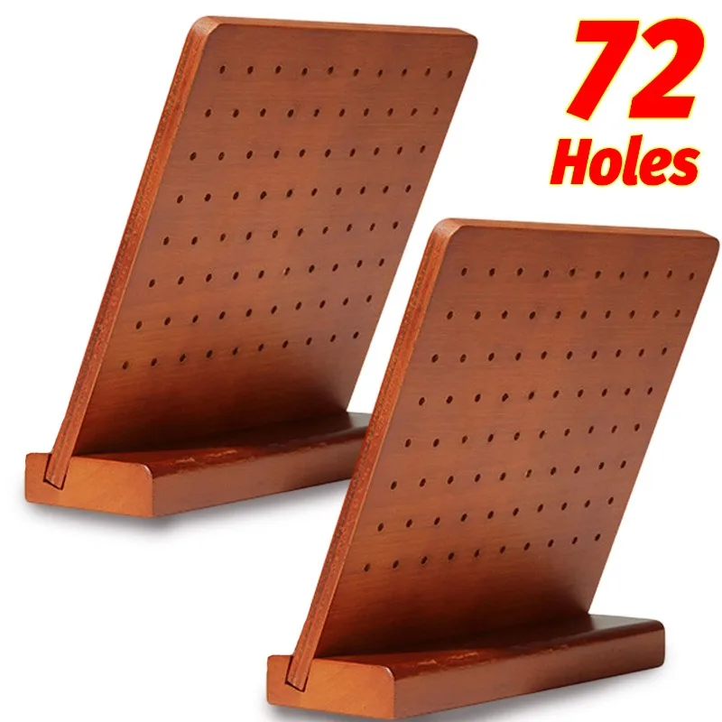 

72 Holes Wood Earring Stand Earrings Jewelry Storage Rack Counter Showcase Prop Large Capacity Earring Hanger Board Rack Display