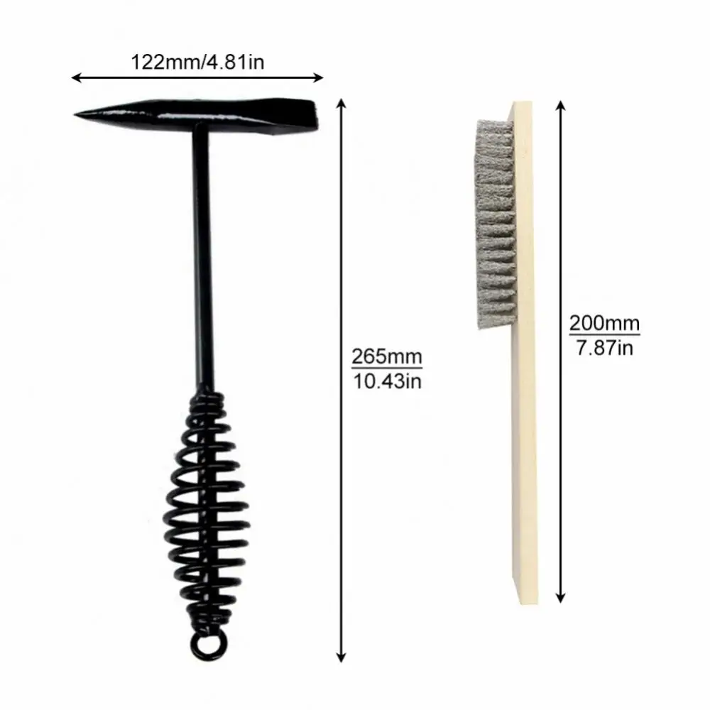 10.5 Inch Cone Vertical Chisel Coil Serviceable Spring Handle Welding Chipping Hammer for Welding with 7.78 Inch Wire Brush