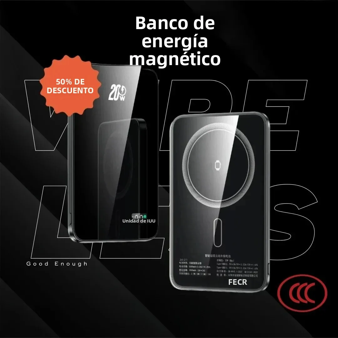 Banco de energía magnético con certificación CCC, carga rápida ultrafina, portátil, para teléfonos iPhone, Huawei, relojes, entrega rápida, 10000mAh