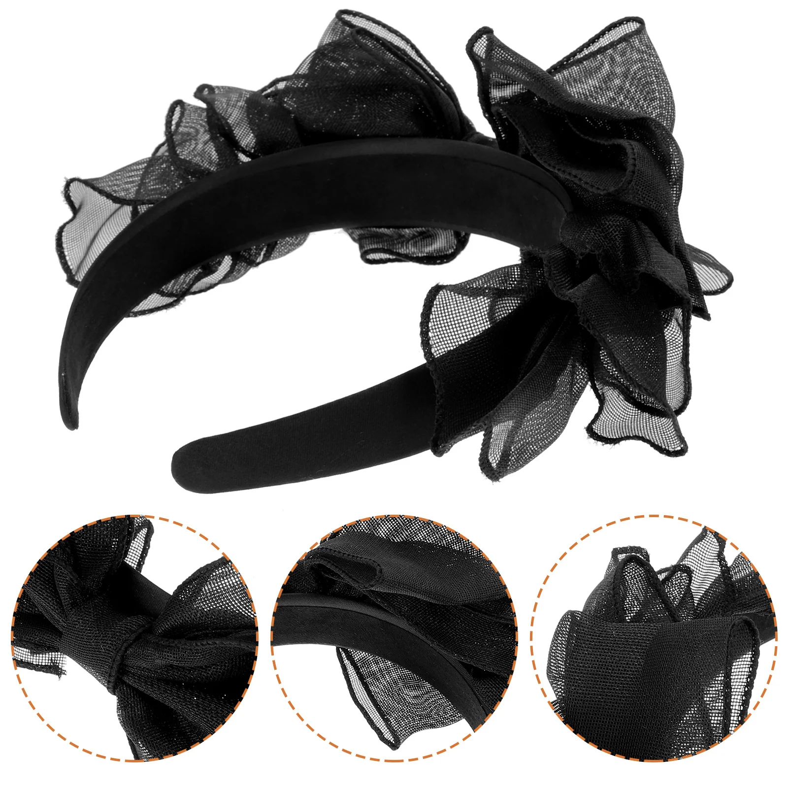 

Retro Style Lace Bow-Knot Headband Premium Handcraft Hair Hoop Decor for Wedding Party Cosplay Festival Elegant Women Hairpiece