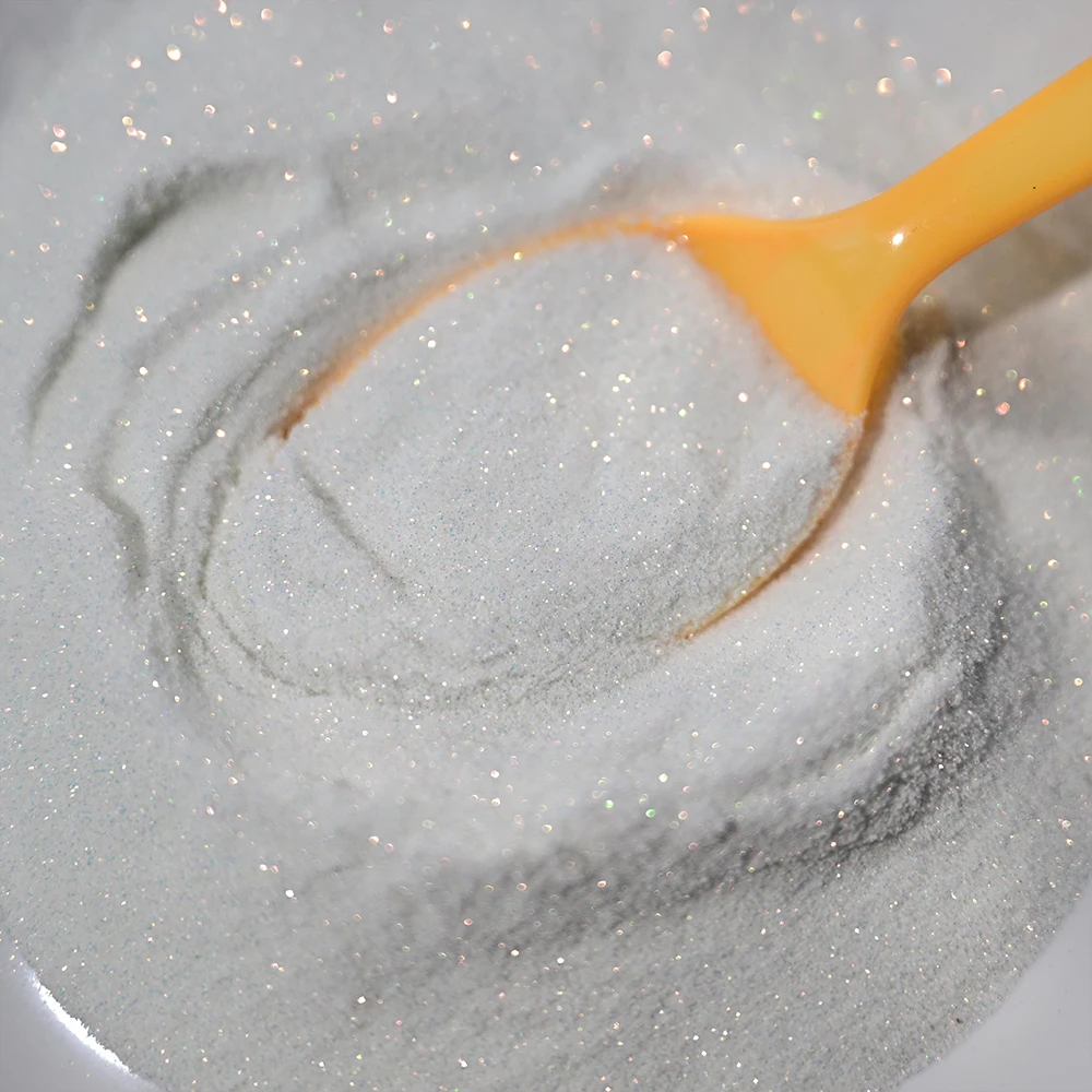 10g Bianco Glitter Iridescente Unghie Artistiche Zucchero In Polvere 0.1mm Scintillante 10G Caramella Effetto Maglione Unghie Pigmento Olografico Unghie artistiche Polvere