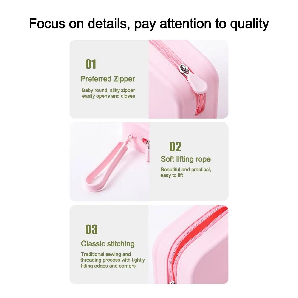 New Silicone Coin Purse Waterproof Zipper Earphone Bag Solid Color Large Capacity Stationery Bag Women Girls