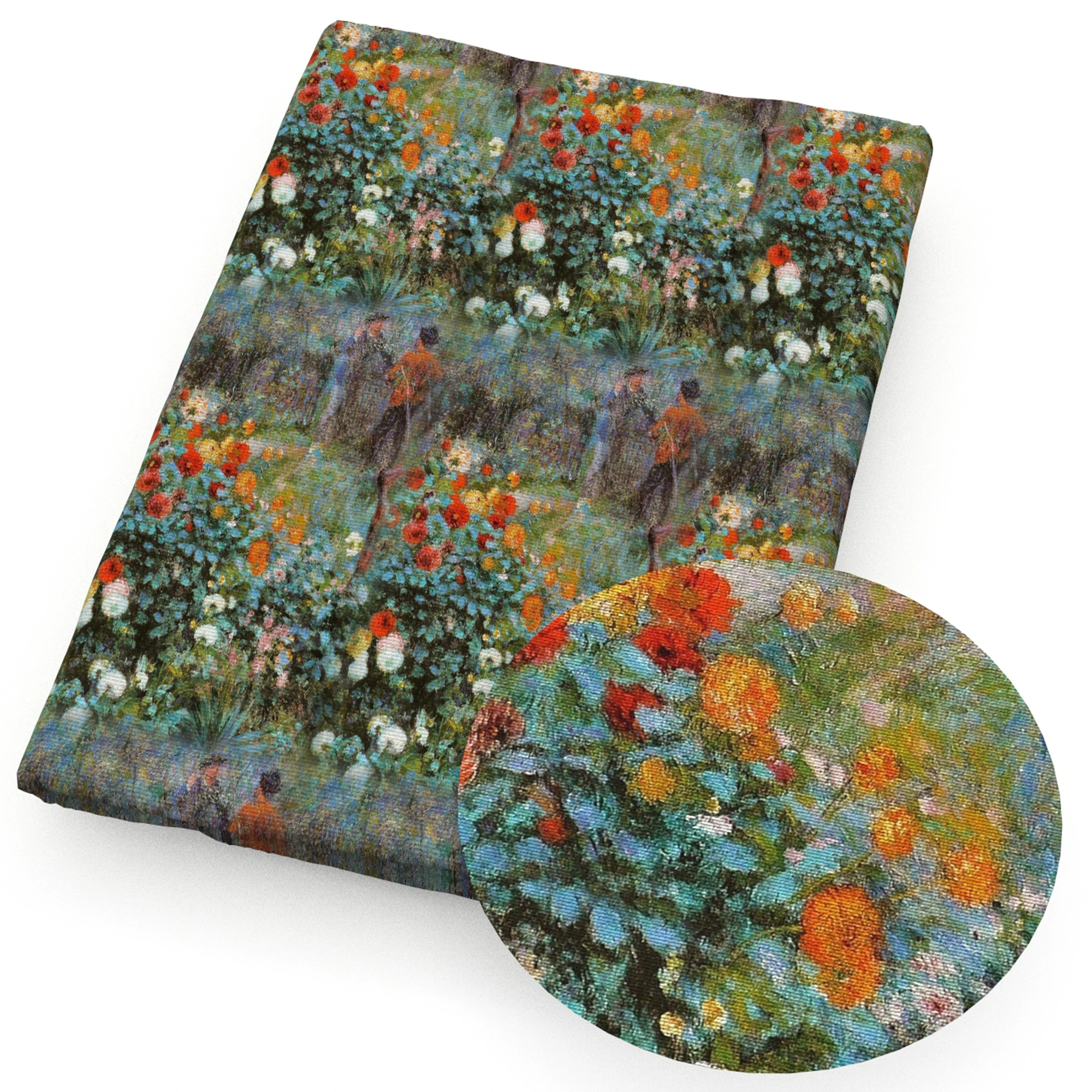 50*145cm Oil Painting Series Printed Polyester Cotton Fabric/Pure Cotton Fabric Handmade Patchwork TableCloth Background cloth