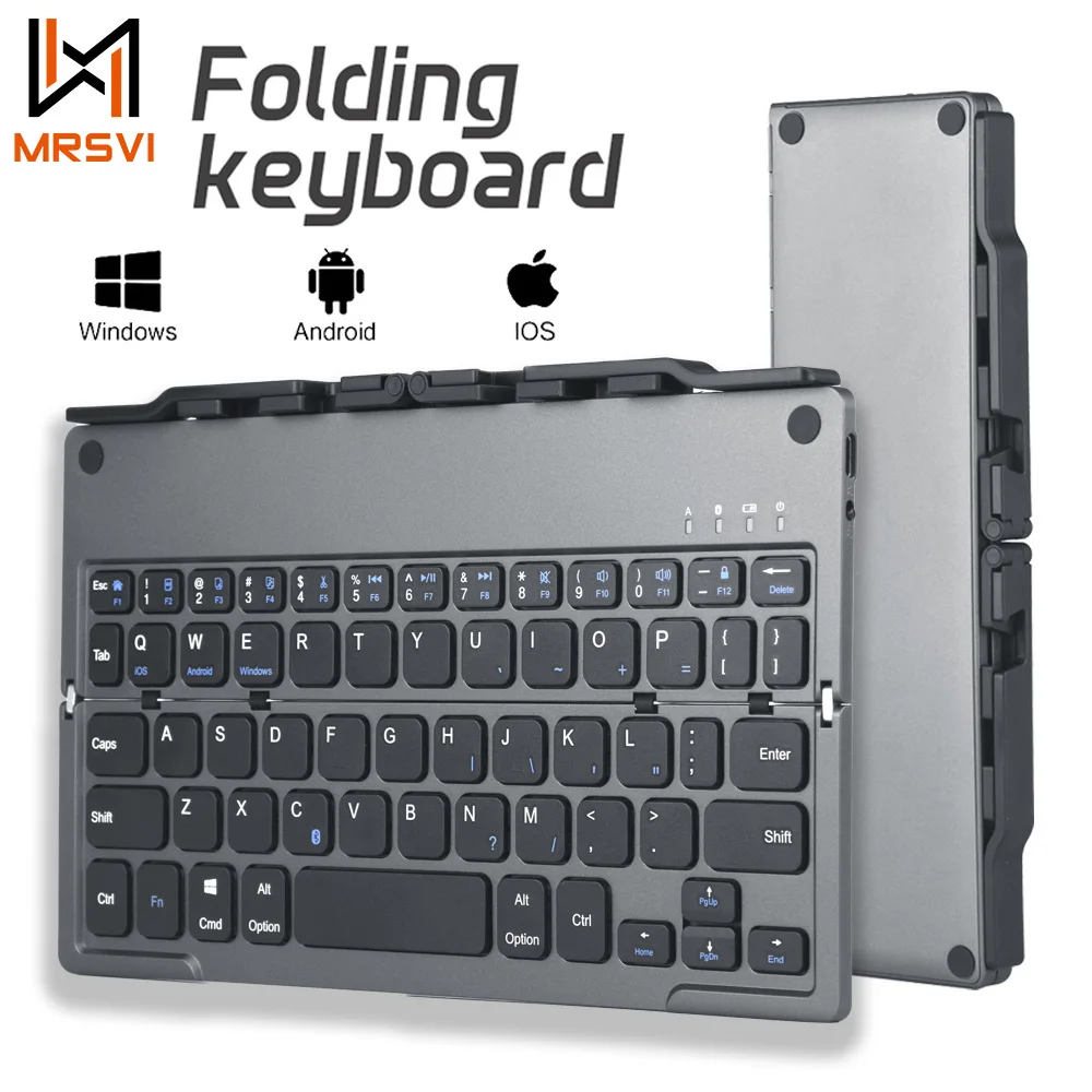 

MRSVI Портативная складная Bluetooth-клавиатура Беспроводная клавиатура с подставкой Перезаряжаемая складная клавиатура для телефона-планшета