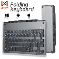 MRSVI Portable Folding Bluetooth Keyboard Wireless Keypad Devices With Stand Rechargeable Foldable Keyboard for Phone Tablet