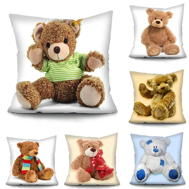 

40/45/50cm Pillowcase Bed Sofa Home Decorations Cute Bear Pillowcase Cartoon Print Pillow Case Decoration Cushion Cover