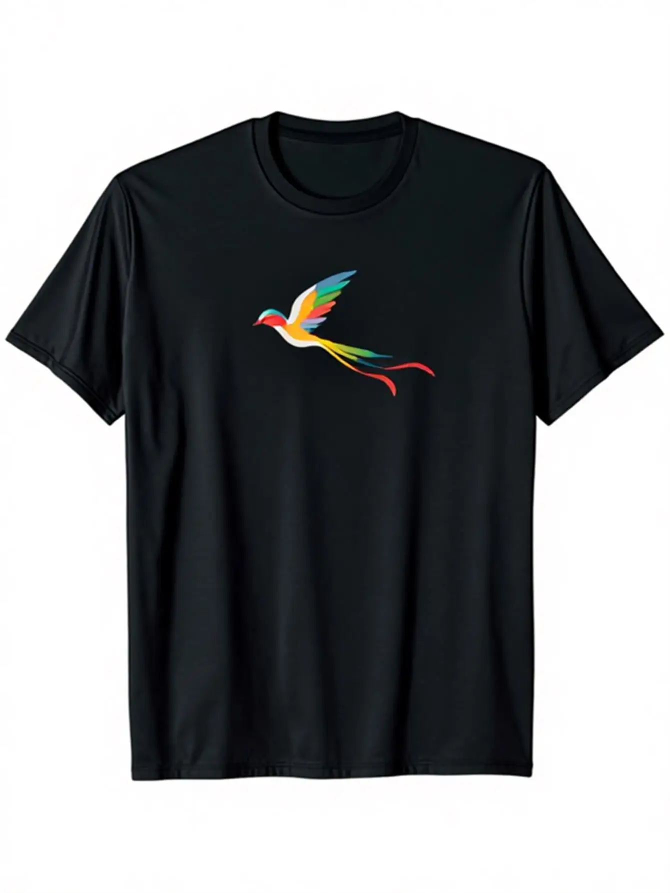 

Men's Abstract Bird Pattern T-Shirt, 100% Loose Fit, Featuring Vivid Multi-Color Feather Print, Short-Sleeved, Round-Neck, Casual T-Shirt, Comfortable for All Seasons, Machine Washable, Sizes S-Xxxl, Natural Style