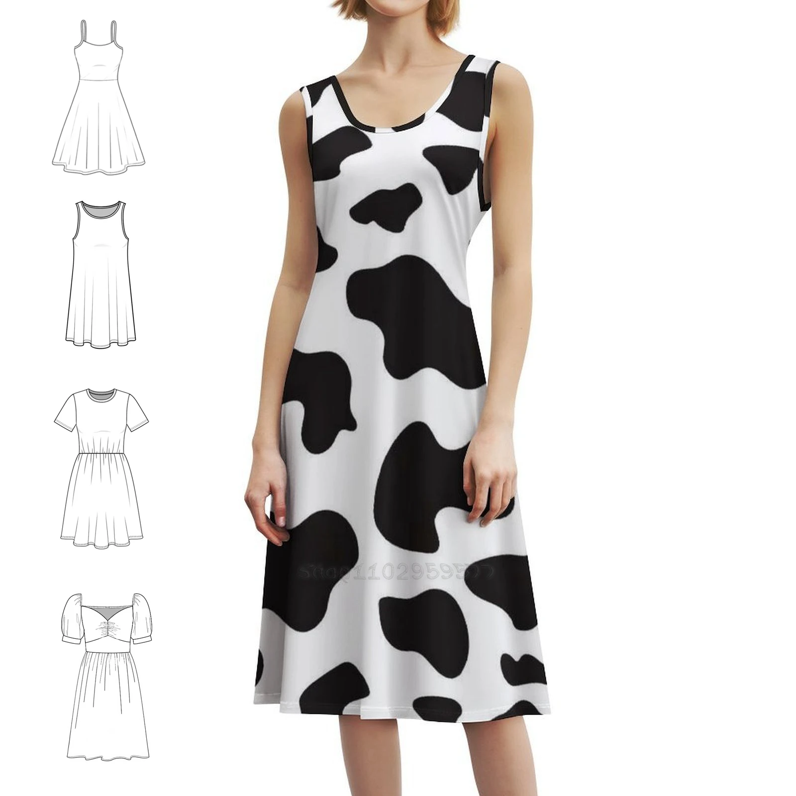 

Cow Print Sexy Vacation Dress For Women Beach Party Birthday Mini Dress Bratz Normani Aesthetic Cute Y2K Funny Womens Dresses
